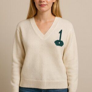 White v neck golf  sweater
